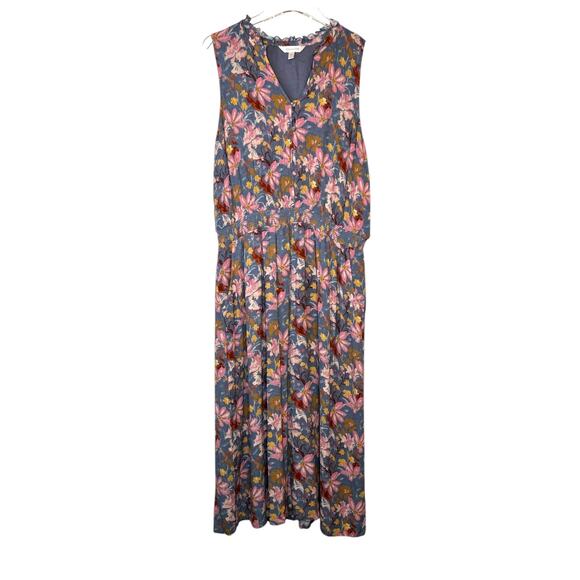 GARNET HILL Ambrose Crêpe Dress Floral Print Midi Length Women's Size Large - Picture 3 of 16